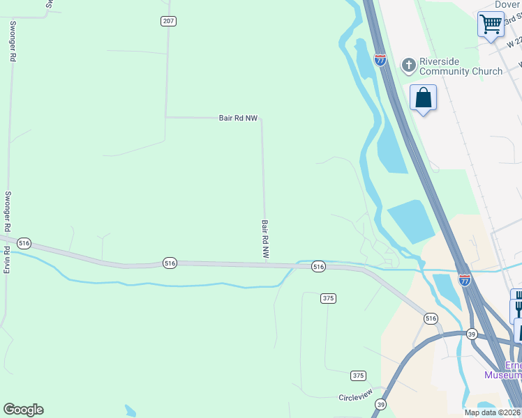 map of restaurants, bars, coffee shops, grocery stores, and more near 3401-3727 Bair Road Northwest in Dover
