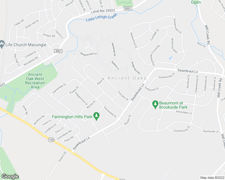 map of restaurants, bars, coffee shops, grocery stores, and more near 6994 Tuscany Drive in Macungie