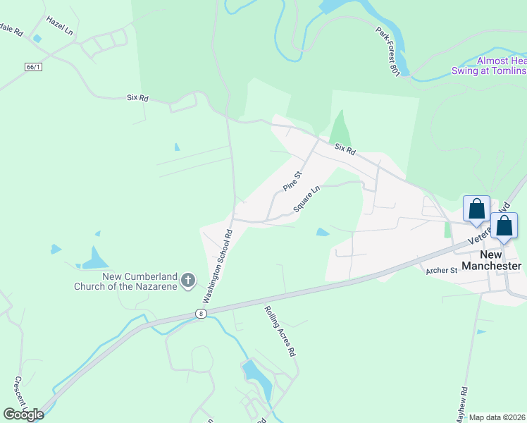 map of restaurants, bars, coffee shops, grocery stores, and more near Scotts Ln in New Cumberland