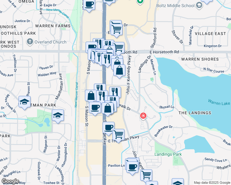 map of restaurants, bars, coffee shops, grocery stores, and more near in Fort Collins