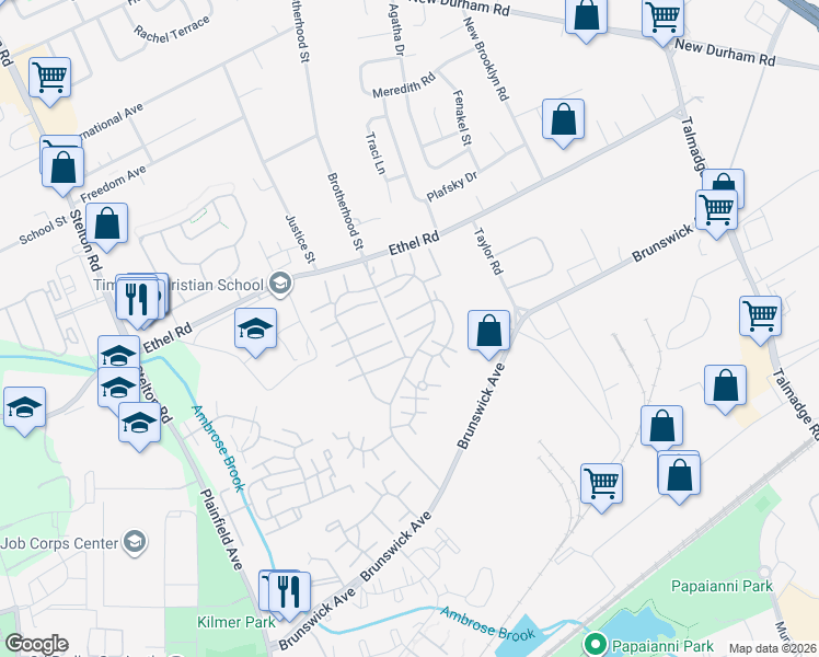 map of restaurants, bars, coffee shops, grocery stores, and more near 4306 Hana Road in Edison