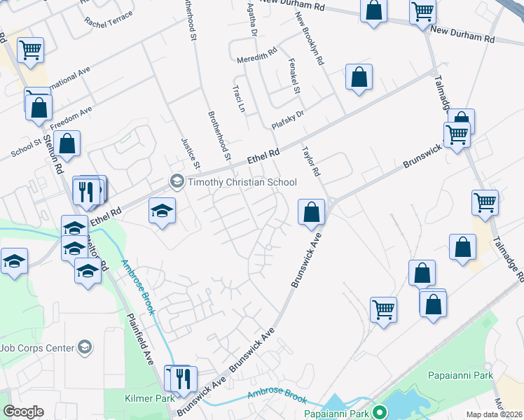 map of restaurants, bars, coffee shops, grocery stores, and more near 4806 Hana Road in Edison