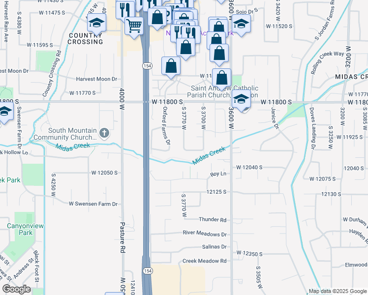 map of restaurants, bars, coffee shops, grocery stores, and more near 11939 South 3770 West in Riverton