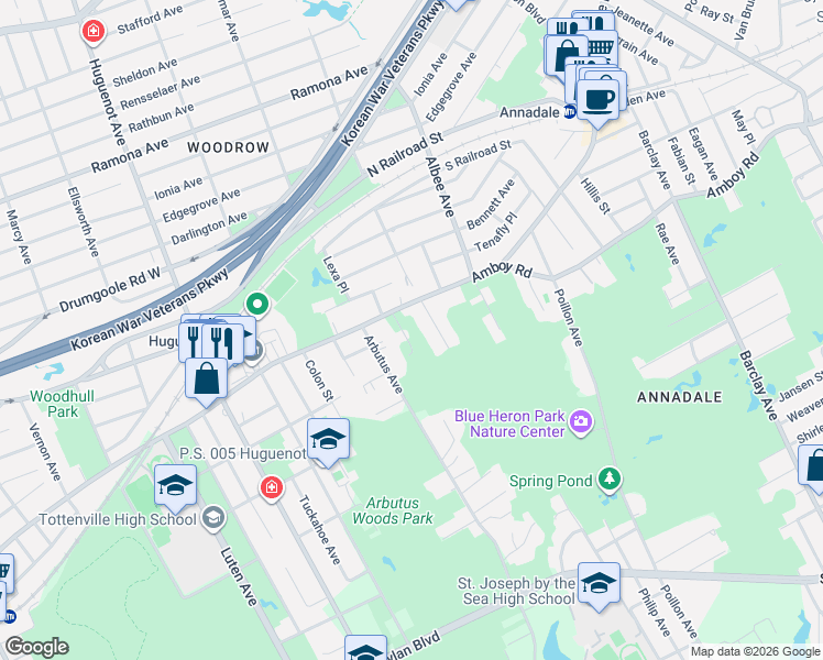 map of restaurants, bars, coffee shops, grocery stores, and more near 8 Ruggles Street in Staten Island
