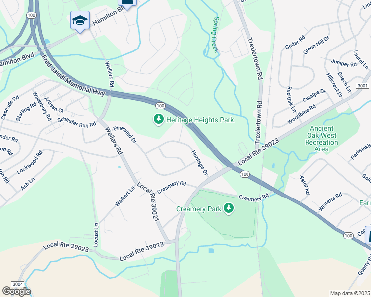 map of restaurants, bars, coffee shops, grocery stores, and more near 8104 Heritage Drive in Alburtis
