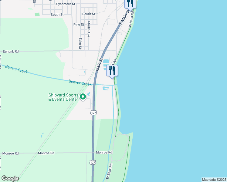 map of restaurants, bars, coffee shops, grocery stores, and more near 1099 West Bank Road in Celina
