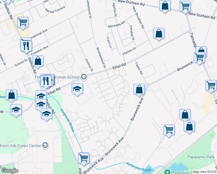map of restaurants, bars, coffee shops, grocery stores, and more near 6204 Hana Road in Edison