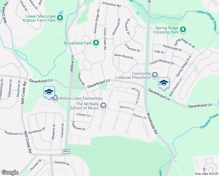 map of restaurants, bars, coffee shops, grocery stores, and more near 2536 Waynesborough Court in Macungie