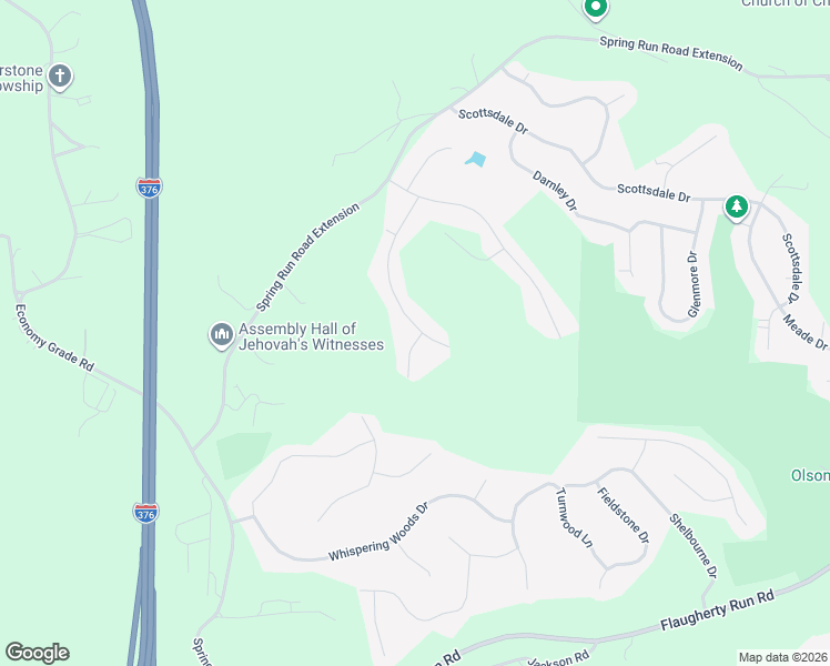 map of restaurants, bars, coffee shops, grocery stores, and more near 350 Ranchero Drive in Allegheny County