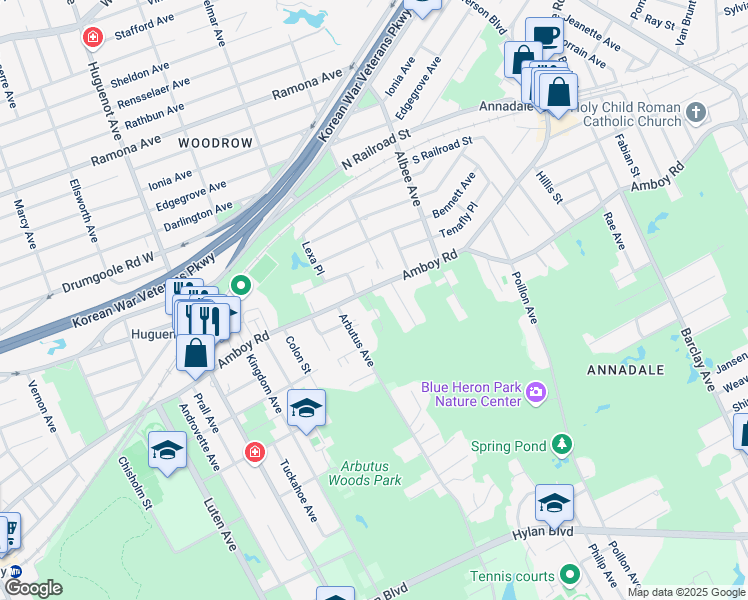 map of restaurants, bars, coffee shops, grocery stores, and more near 8 Ruggles Street in Staten Island
