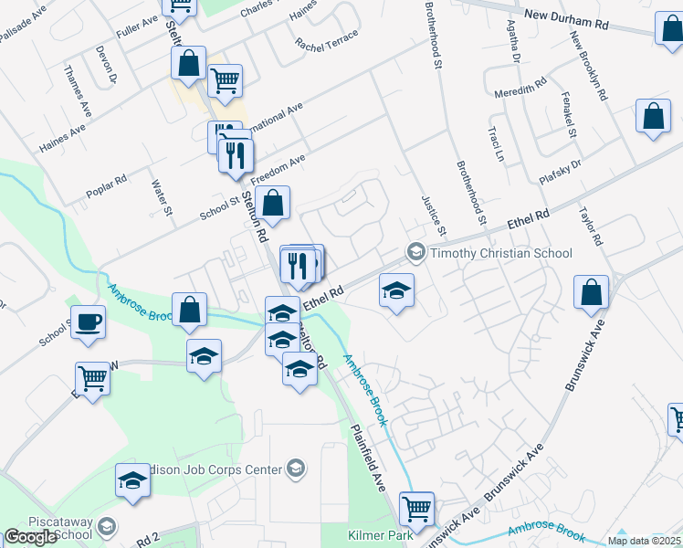 map of restaurants, bars, coffee shops, grocery stores, and more near 83 Orion Road in Piscataway