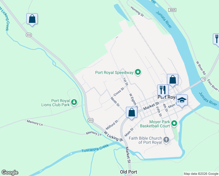 map of restaurants, bars, coffee shops, grocery stores, and more near 508 9th Street in Port Royal
