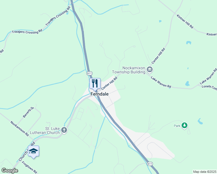 map of restaurants, bars, coffee shops, grocery stores, and more near 16 Center Hill Road in Upper Black Eddy