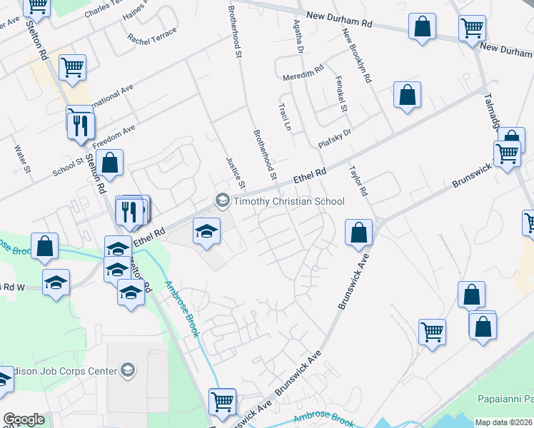 map of restaurants, bars, coffee shops, grocery stores, and more near 6508 Hana Road in Edison