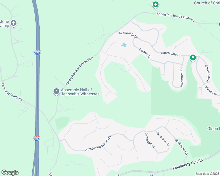 map of restaurants, bars, coffee shops, grocery stores, and more near 350 Ranchero Drive in Allegheny County