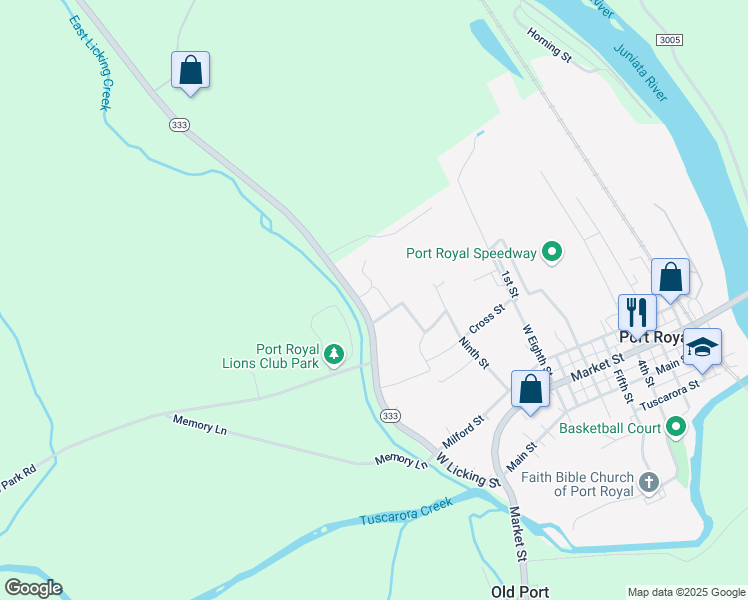 map of restaurants, bars, coffee shops, grocery stores, and more near 109 Court Lane in Port Royal