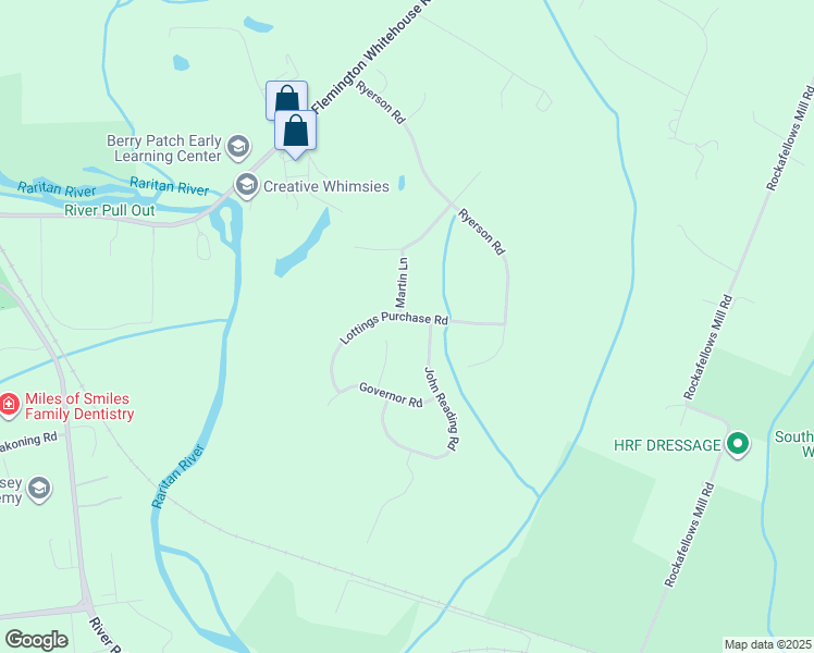 map of restaurants, bars, coffee shops, grocery stores, and more near 9 Lottings Purchase Road in Flemington