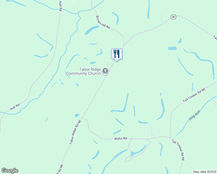 map of restaurants, bars, coffee shops, grocery stores, and more near 3351 Tabor Ridge Road Northeast in Mineral City