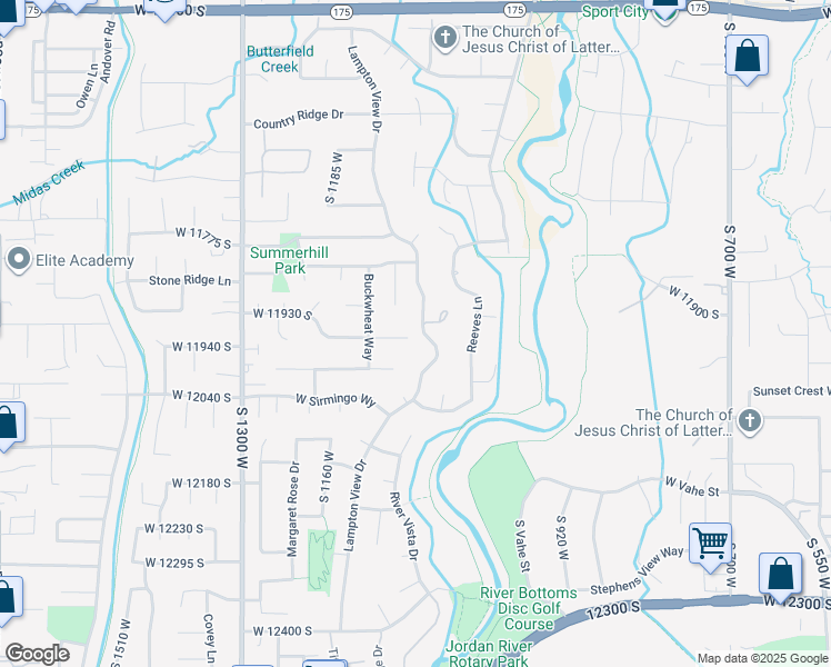 map of restaurants, bars, coffee shops, grocery stores, and more near 1038 Wind Chime Circle in Riverton