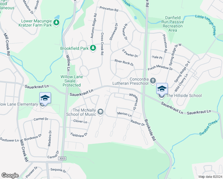 map of restaurants, bars, coffee shops, grocery stores, and more near 2512 Waynesborough Court in Macungie