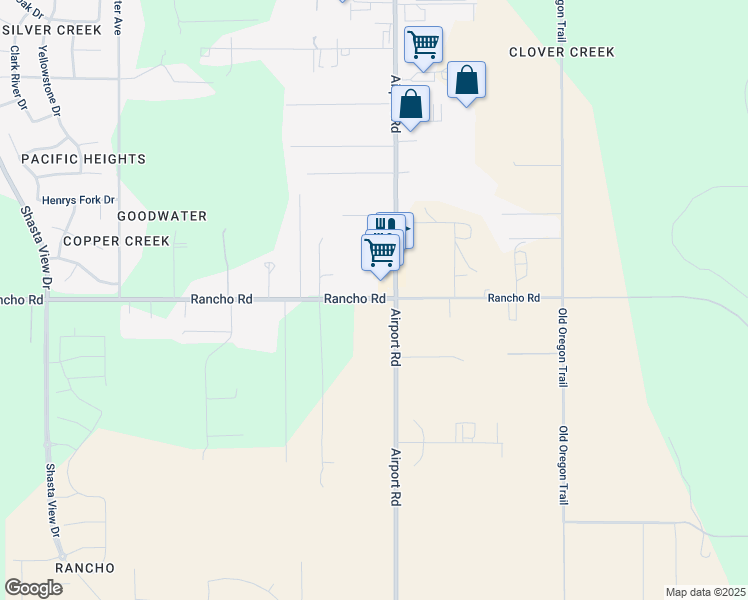 map of restaurants, bars, coffee shops, grocery stores, and more near 3570 Rancho Rd in Redding