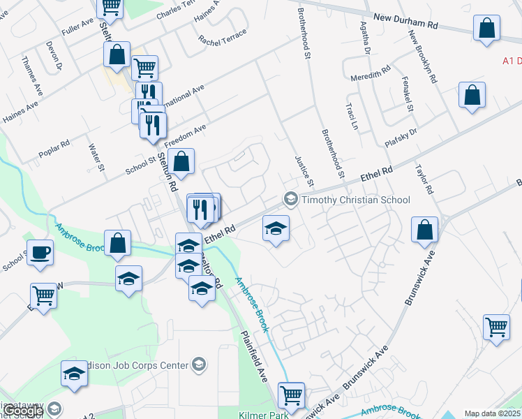 map of restaurants, bars, coffee shops, grocery stores, and more near 666 Ethel Road in Piscataway