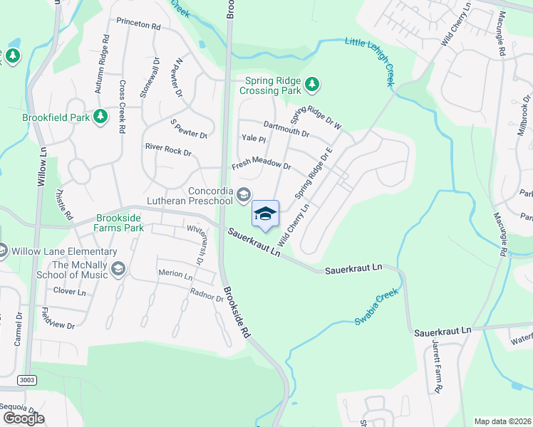 map of restaurants, bars, coffee shops, grocery stores, and more near 5380 Spring Ridge Drive East in Macungie