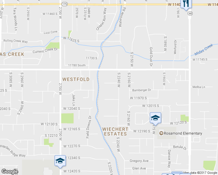 map of restaurants, bars, coffee shops, grocery stores, and more near 2303 West Cynthia Ann Circle in Riverton