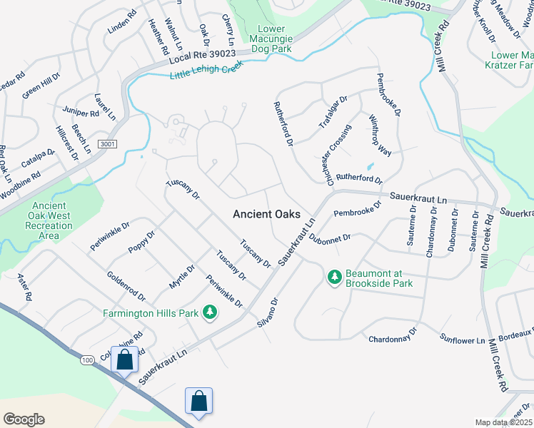 map of restaurants, bars, coffee shops, grocery stores, and more near in Ancient Oaks