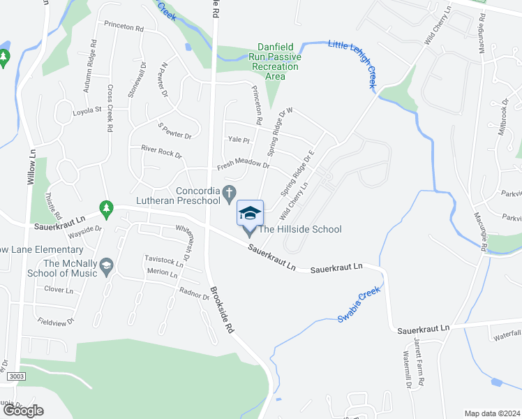 map of restaurants, bars, coffee shops, grocery stores, and more near 5139 Spring Ridge Drive West in Macungie