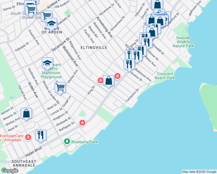 map of restaurants, bars, coffee shops, grocery stores, and more near in Staten Island