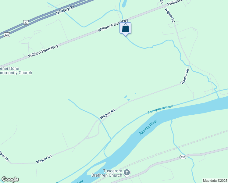 map of restaurants, bars, coffee shops, grocery stores, and more near 1713 Wagner Road in Mifflintown