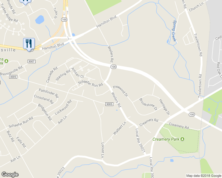 map of restaurants, bars, coffee shops, grocery stores, and more near 1540 Pinewind Drive in Alburtis