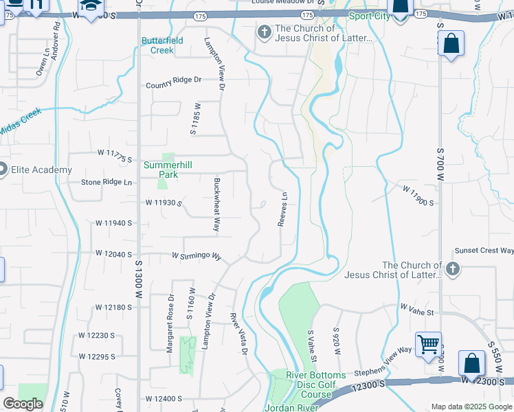 map of restaurants, bars, coffee shops, grocery stores, and more near 1038 Wind Chime Circle in Riverton