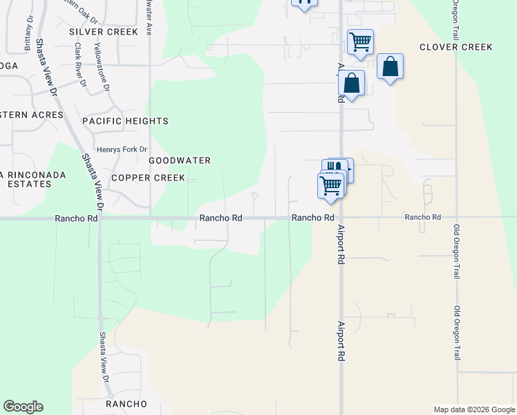 map of restaurants, bars, coffee shops, grocery stores, and more near 3273-3309 Rancho Road in Redding
