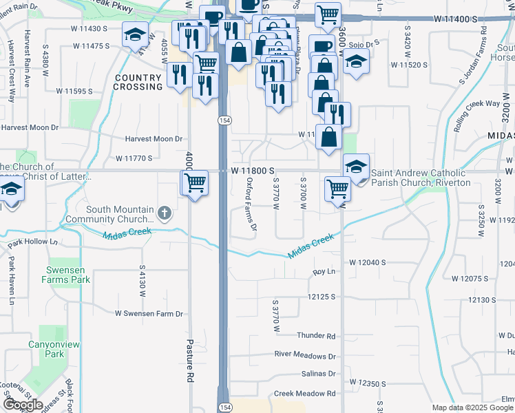 map of restaurants, bars, coffee shops, grocery stores, and more near 3834 Mendocino Drive in Riverton