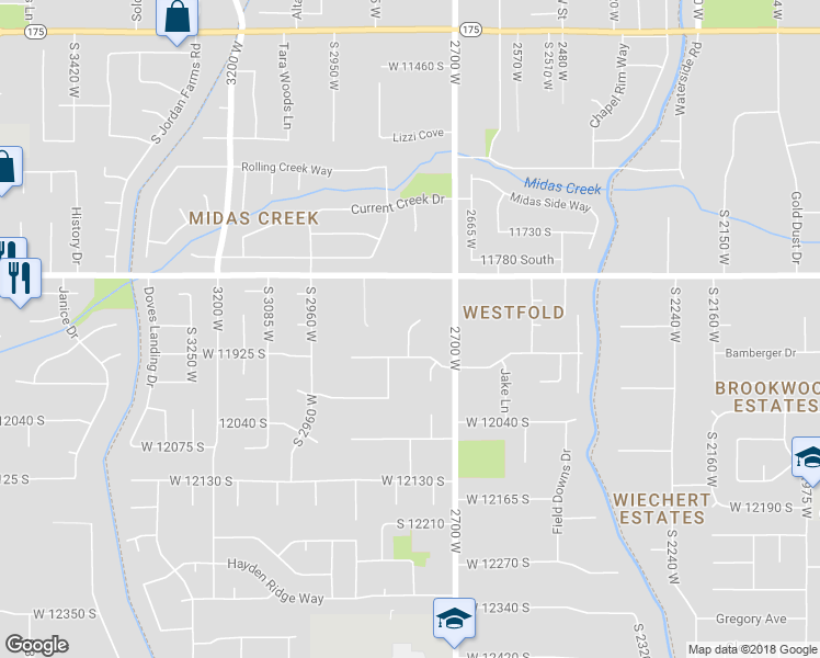 map of restaurants, bars, coffee shops, grocery stores, and more near 11887 Neff Meadows Drive in Riverton