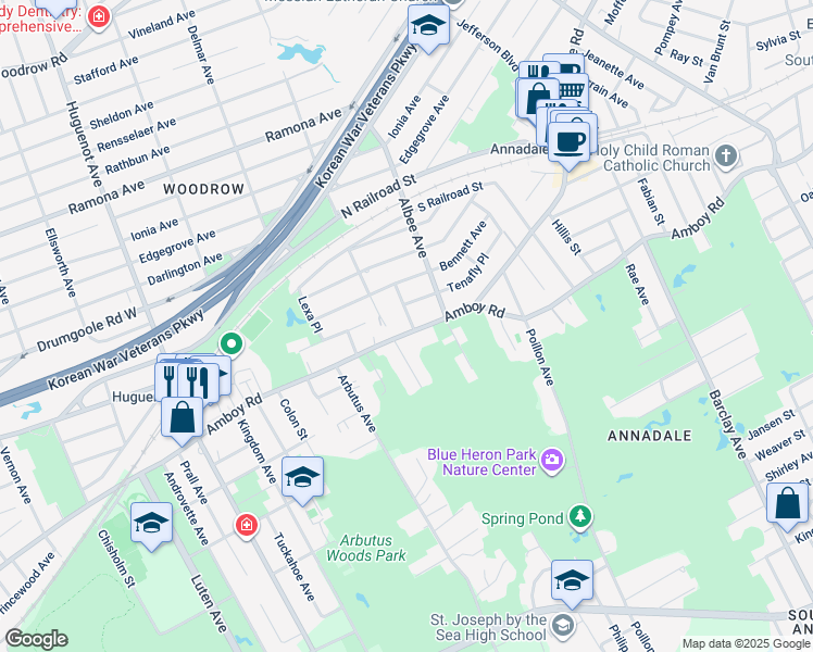 map of restaurants, bars, coffee shops, grocery stores, and more near 23 Alvine Avenue in Staten Island