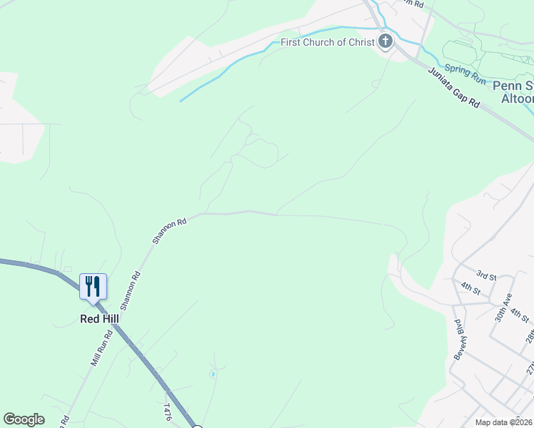 map of restaurants, bars, coffee shops, grocery stores, and more near Shannon Road in Altoona