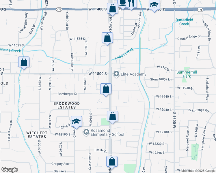map of restaurants, bars, coffee shops, grocery stores, and more near 1721 Hollow Cedar Lane in Riverton