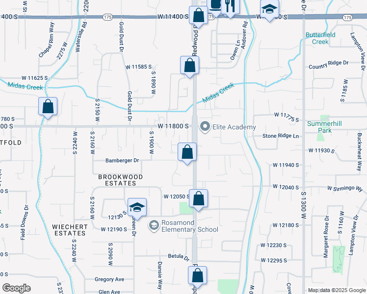 map of restaurants, bars, coffee shops, grocery stores, and more near 11849 Cedar Valley Drive in Riverton