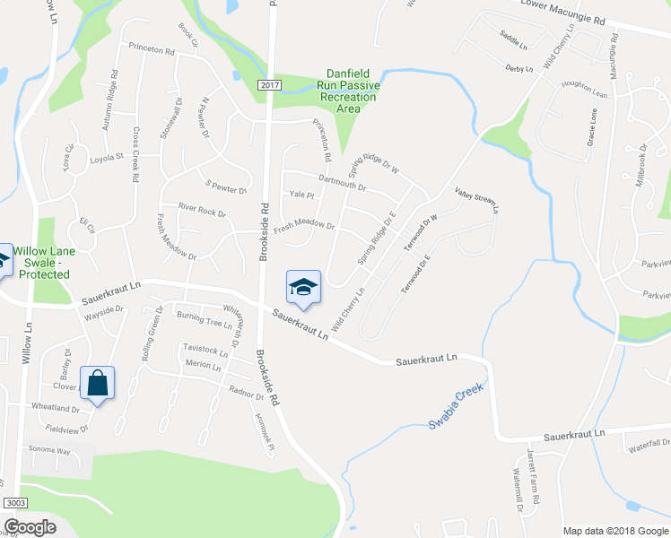 map of restaurants, bars, coffee shops, grocery stores, and more near 5407 Spring Ridge Drive West in Macungie