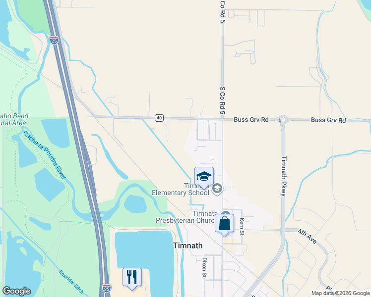 map of restaurants, bars, coffee shops, grocery stores, and more near 3721-1/2 Main Street in Timnath