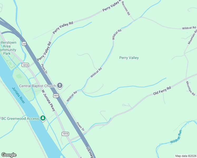 map of restaurants, bars, coffee shops, grocery stores, and more near 128 Wildcat Road in Millerstown