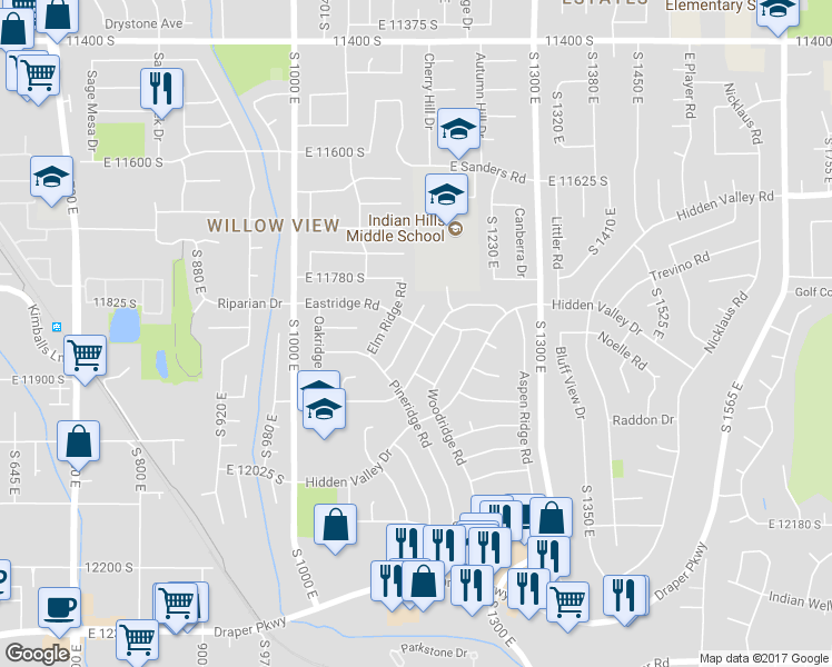 map of restaurants, bars, coffee shops, grocery stores, and more near 11865 Maple Ridge Road in Sandy