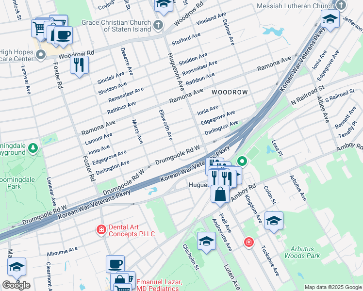 map of restaurants, bars, coffee shops, grocery stores, and more near 312 Darlington Avenue in Staten Island