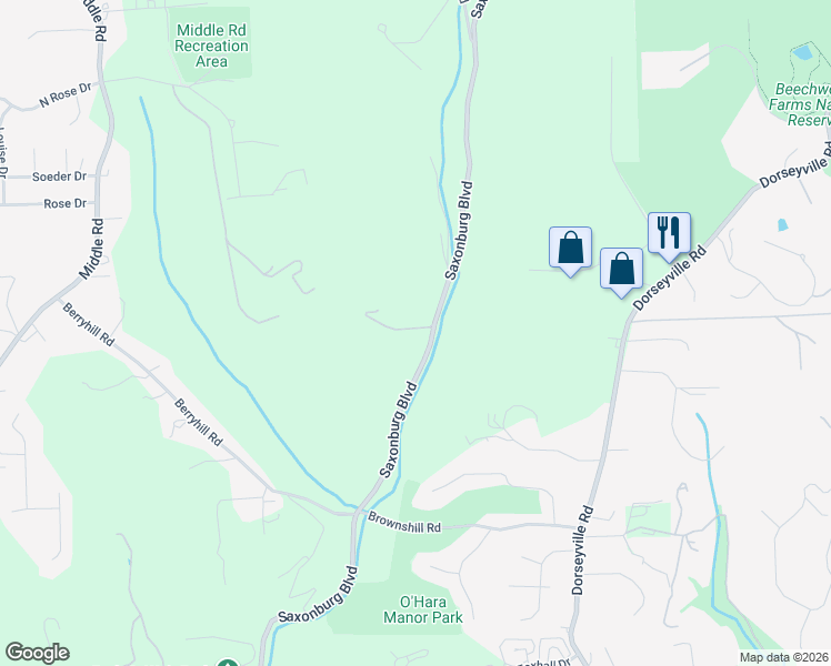 map of restaurants, bars, coffee shops, grocery stores, and more near 1255 Saxonburg Boulevard in Glenshaw