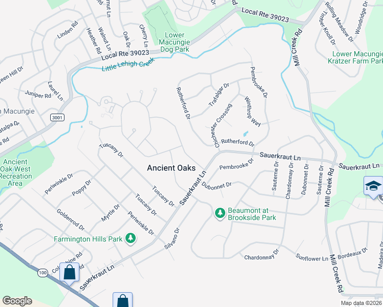 map of restaurants, bars, coffee shops, grocery stores, and more near 2089 Kingsview Rd in Macungie