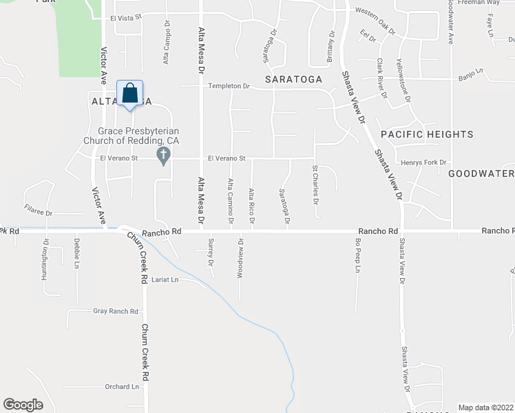 map of restaurants, bars, coffee shops, grocery stores, and more near 4903 Alta Rico Drive in Redding