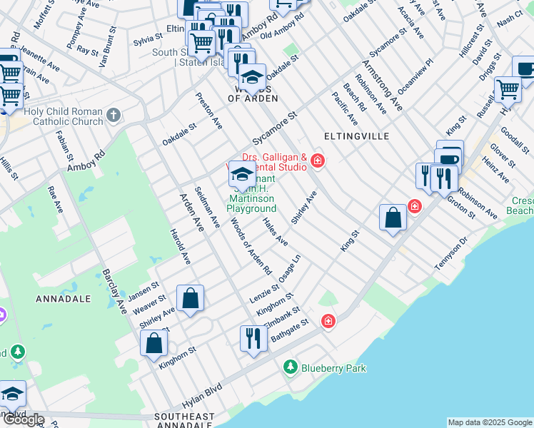 map of restaurants, bars, coffee shops, grocery stores, and more near 236 Preston Avenue in Staten Island